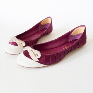 Ash Purple Satin Genuine Leather Slip-On Ballet Flats